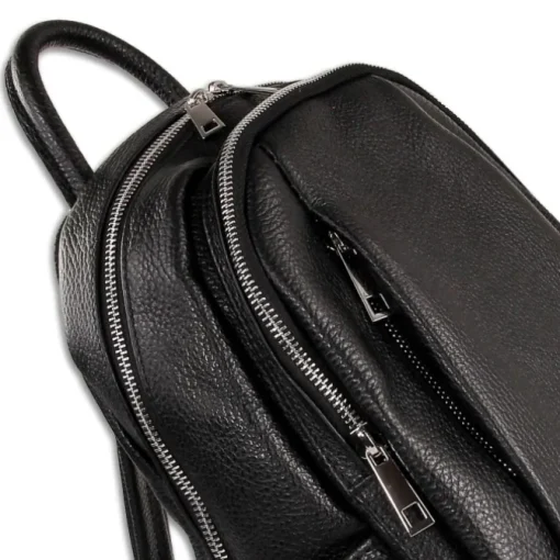 Toscanto Damen Cityrucksack Leder Rucksack schwarz ORTM101RS