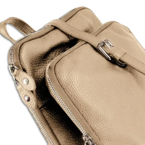 Toscanto Damen Cityrucksack Leder Rucksack taupe beige ORTM102RN