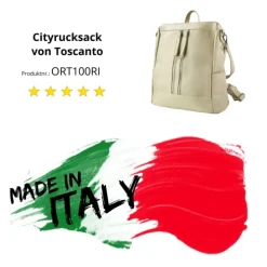 Toscanto Damen Cityrucksack Leder Rucksack beige ORT100RI