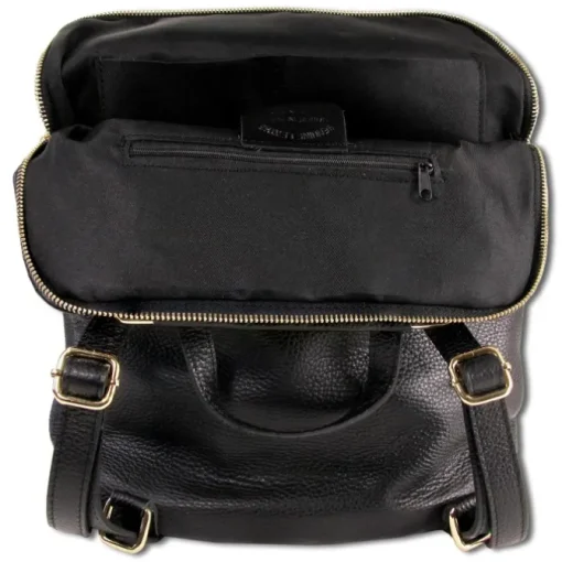 Toscanto Damen Cityrucksack Leder Rucksack schwarz ORTM103RS