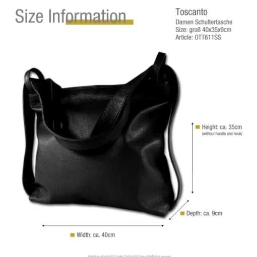 Toscanto Damen Cityrucksack Leder Tasche schwarz OTT611SS