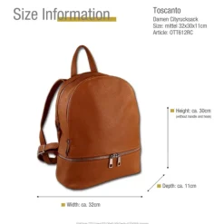 Toscanto Damen Cityrucksack Leder Tasche tan hellbraun OTT612RC