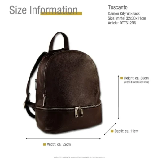 Toscanto Damen Cityrucksack Leder Tasche braun OTT612RN