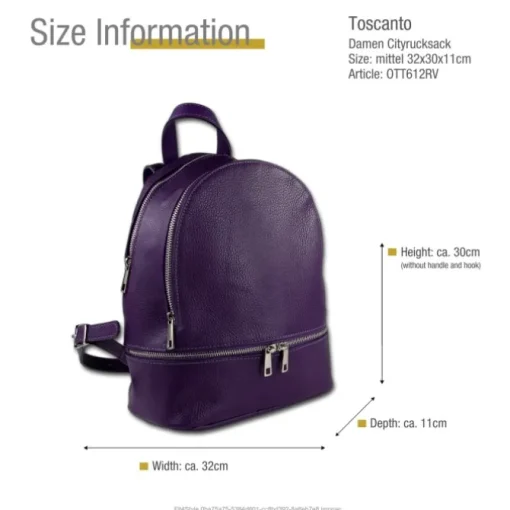 Toscanto Damen Cityrucksack Leder Tasche lila OTT612RV