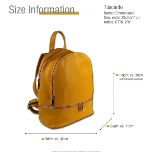 Toscanto Damen Cityrucksack Leder Tasche gelb OTT612RY