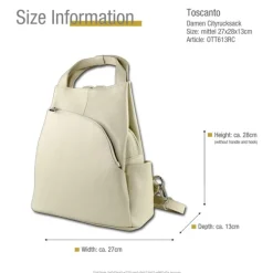 Toscanto Damen Cityrucksack Leder Tasche beige OTT613RC