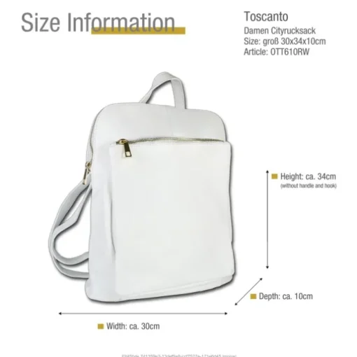 Toscanto Damen Cityrucksack Leder Tasche weiß OTT610RW