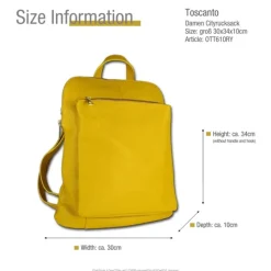 Toscanto Damen Cityrucksack Leder Tasche gelb OTT610RY