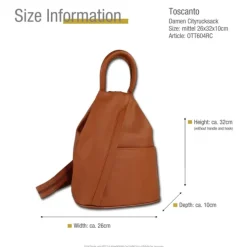 Toscanto Damen Cityrucksack Leder Rucksack braun tan OTT604RC
