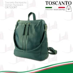 Toscanto Damen Cityrucksack Leder Rucksack türkis ORT100RT