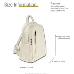 Toscanto Damen Cityrucksack Leder Rucksack beige ORTM101RI