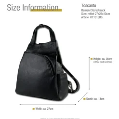 Toscanto Damen Cityrucksack Leder Tasche schwarz OTT613RS