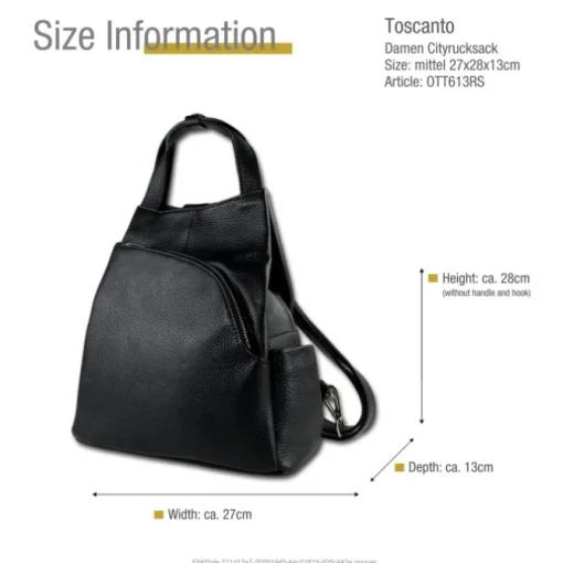 Toscanto Damen Cityrucksack Leder Tasche schwarz OTT613RS
