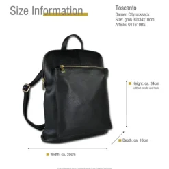 Toscanto Damen Cityrucksack Leder Tasche schwarz OTT610RS