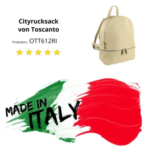Toscanto Damen Cityrucksack Leder Tasche beige OTT612RI