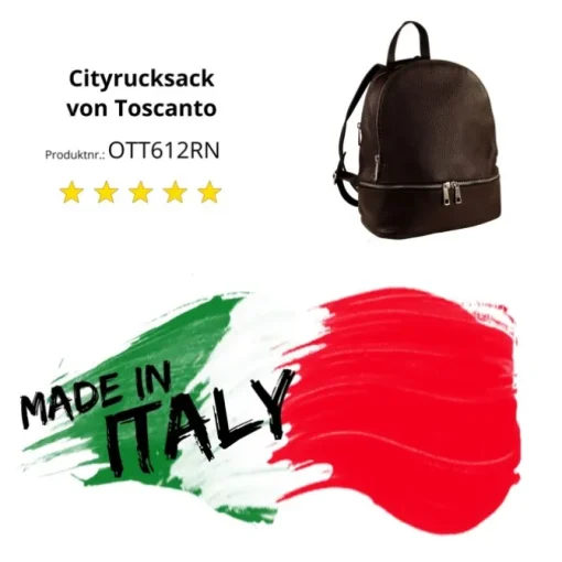 Toscanto Damen Cityrucksack Leder Tasche braun OTT612RN