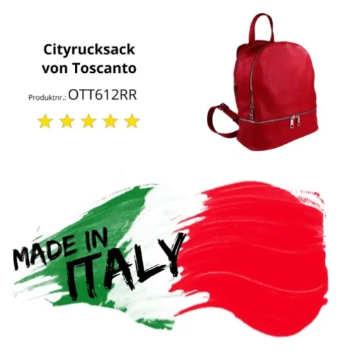 Toscanto Damen Cityrucksack Leder Tasche rot OTT612RR