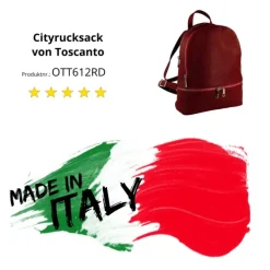 Toscanto Damen Cityrucksack Leder Tasche dunkelrot OTT612RD