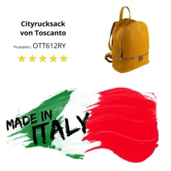 Toscanto Damen Cityrucksack Leder Tasche gelb OTT612RY