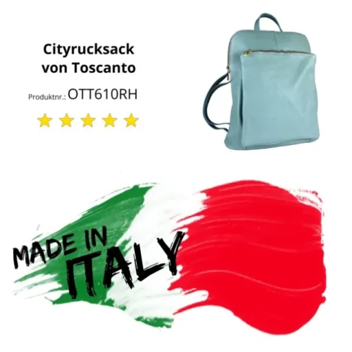 Toscanto Damen Cityrucksack Leder Tasche hellblau OTT610RH