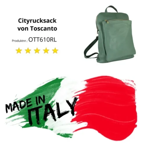 Toscanto Damen Cityrucksack Leder Tasche hellgrün OTT610RL
