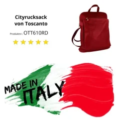 Toscanto Damen Cityrucksack Leder Tasche dunkelrot OTT610RD