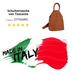 Toscanto Damen Cityrucksack Leder Rucksack braun tan OTT604RC