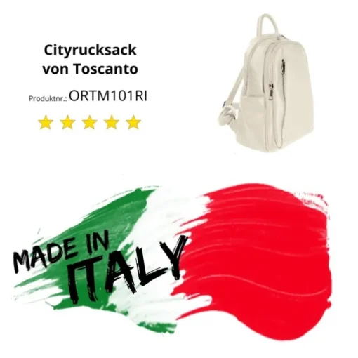 Toscanto Damen Cityrucksack Leder Rucksack beige ORTM101RI