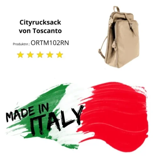 Toscanto Damen Cityrucksack Leder Rucksack taupe beige ORTM102RN