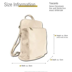 Toscanto Damen Cityrucksack Leder Rucksack beige ORTM103RI
