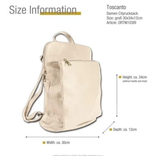 Toscanto Damen Cityrucksack Leder Rucksack beige ORTM103RI