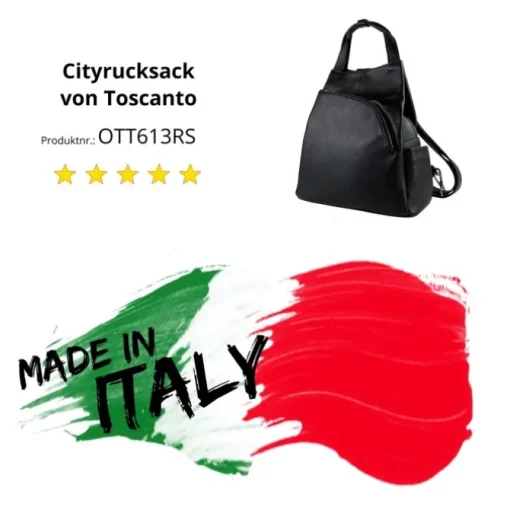 Toscanto Damen Cityrucksack Leder Tasche schwarz OTT613RS