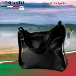 Toscanto Damen Cityrucksack Leder Tasche schwarz OTT611SS