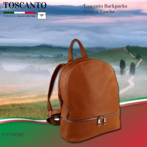 Toscanto Damen Cityrucksack Leder Tasche tan hellbraun OTT612RC