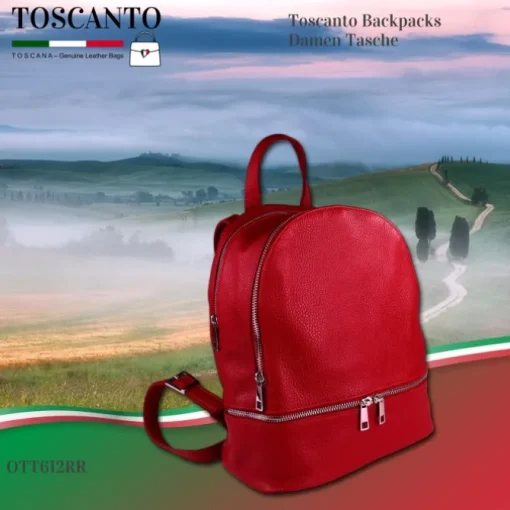 Toscanto Damen Cityrucksack Leder Tasche rot OTT612RR