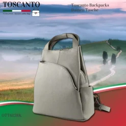 Toscanto Damen Cityrucksack Leder Tasche hellgrau OTT613RK