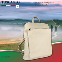 Toscanto Damen Cityrucksack Leder Tasche beige OTT610RC