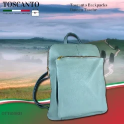 Toscanto Damen Cityrucksack Leder Tasche hellblau OTT610RH