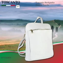 Toscanto Damen Cityrucksack Leder Tasche weiß OTT610RW