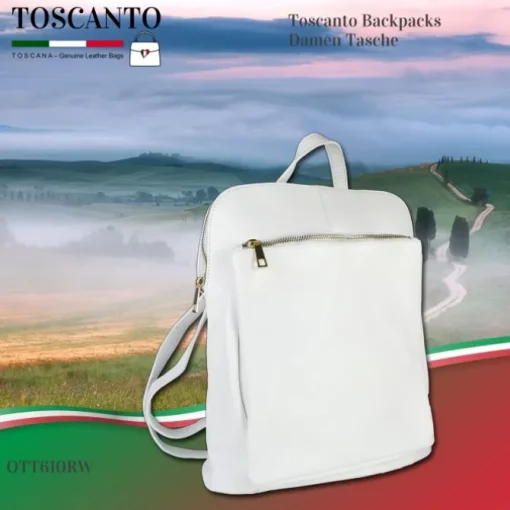 Toscanto Damen Cityrucksack Leder Tasche weiß OTT610RW