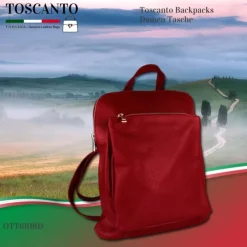 Toscanto Damen Cityrucksack Leder Tasche dunkelrot OTT610RD