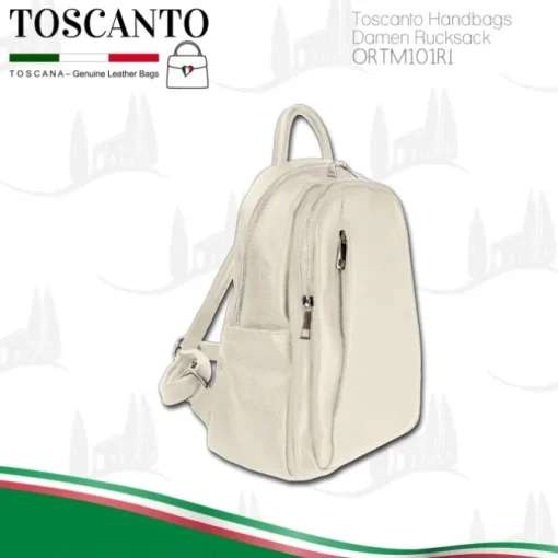 Toscanto Damen Cityrucksack Leder Rucksack beige ORTM101RI