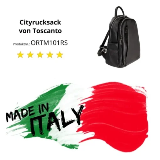 Toscanto Damen Cityrucksack Leder Rucksack schwarz ORTM101RS