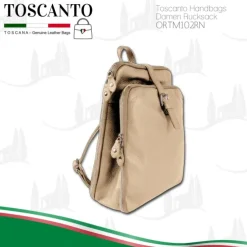 Toscanto Damen Cityrucksack Leder Rucksack taupe beige ORTM102RN