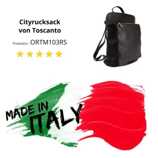 Toscanto Damen Cityrucksack Leder Rucksack schwarz ORTM103RS