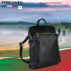 Toscanto Damen Cityrucksack Leder Tasche schwarz OTT610RS