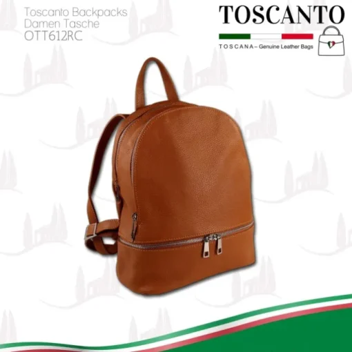 Toscanto Damen Cityrucksack Leder Tasche tan hellbraun OTT612RC