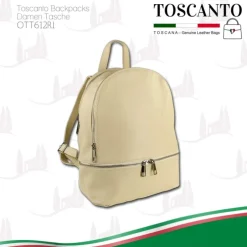 Toscanto Damen Cityrucksack Leder Tasche beige OTT612RI