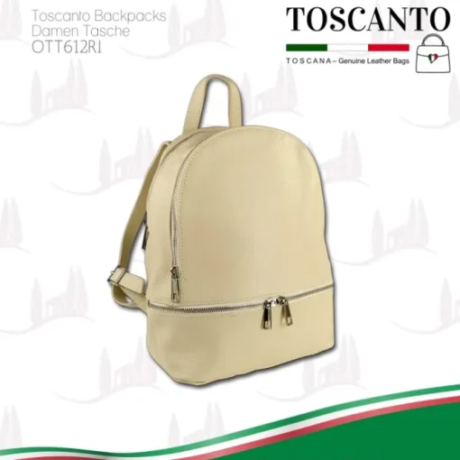 Toscanto Damen Cityrucksack Leder Tasche beige OTT612RI