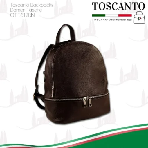 Toscanto Damen Cityrucksack Leder Tasche braun OTT612RN